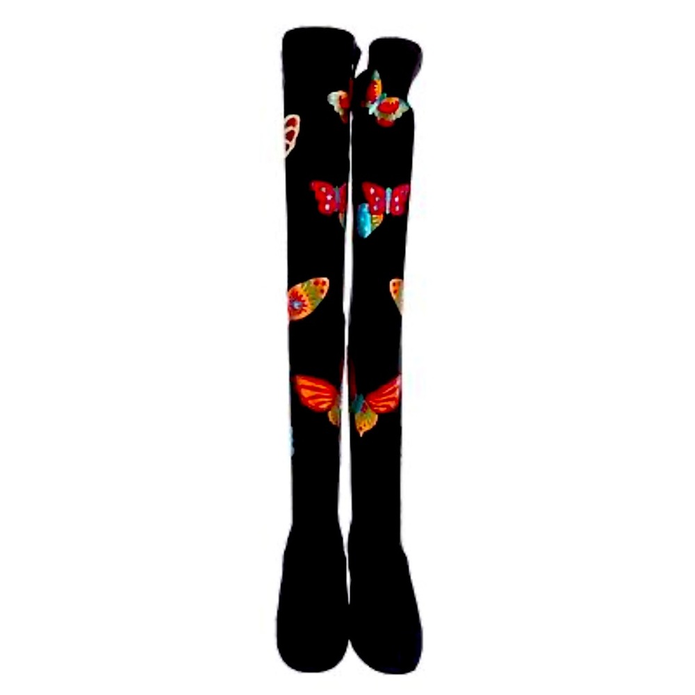 Valentino Black Suede W/Metallic Appliquéd Butterfly Boots IT37.5 - Picture 3 of 10
